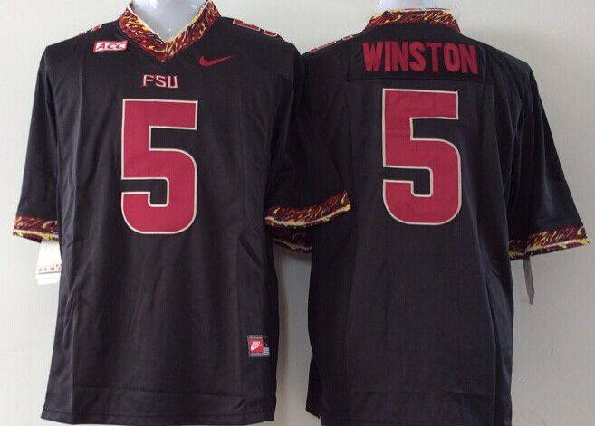 Men Florida State Seminoles FSU 5 Winston Black Nike 2025 NCAA Jersey